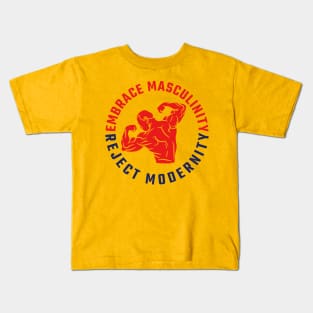 Embrace Masculinity Reject Modernity Demon Back Kids T-Shirt